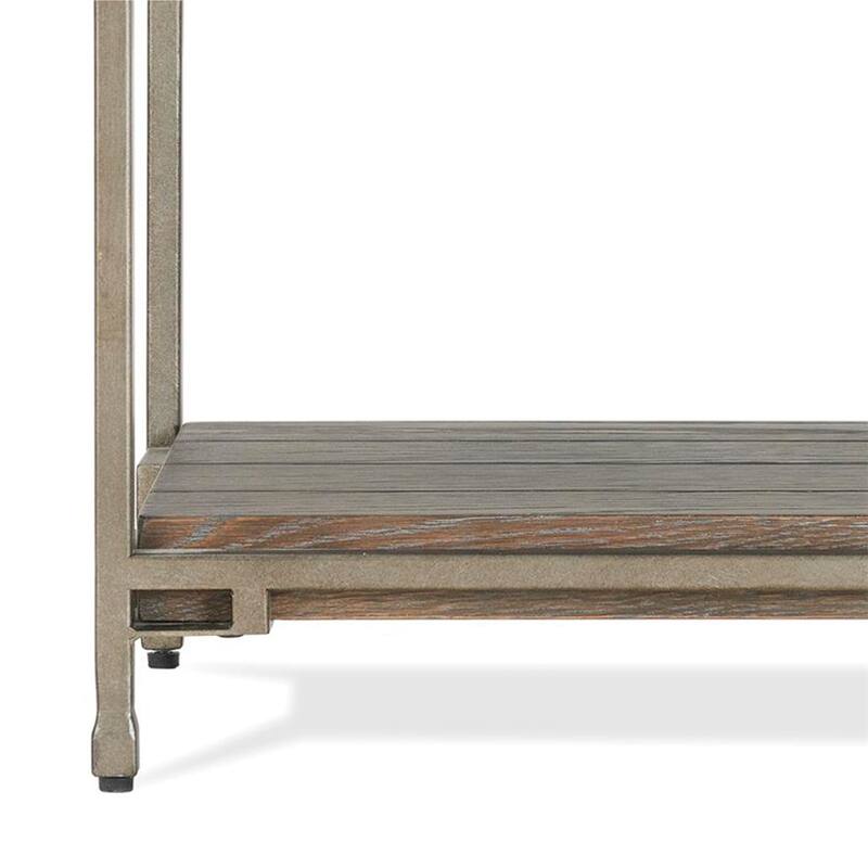 Wood Side Table with Metal Frame and Shelf