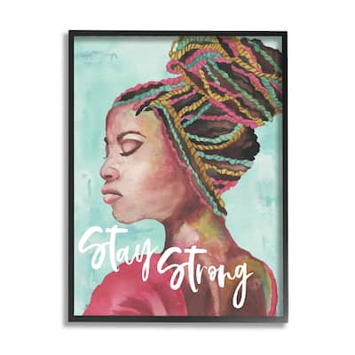 Stupell Stay Strong Inspirational Powerful Woman Braided Hair Framed Wall Art - Blue