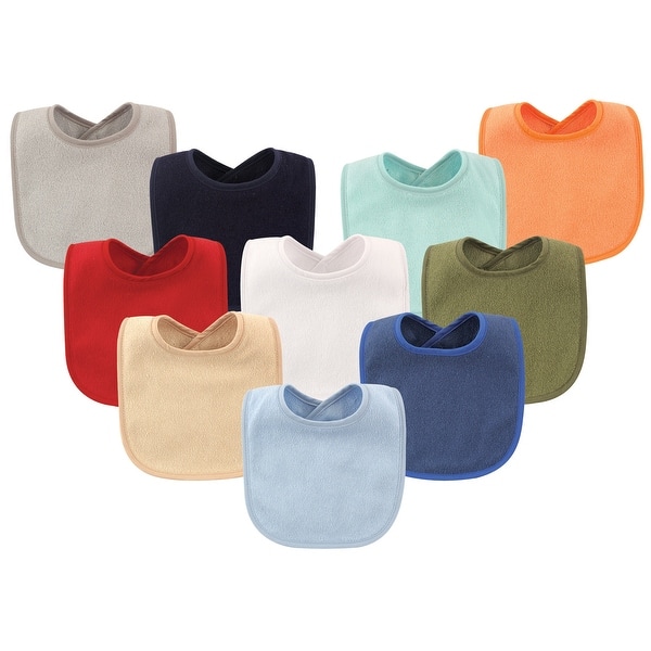 slide 1 of 1, Hudson Baby Infant Boy Drooler Bib with Waterproof Lining 10pk, Blue, One Size - Blue - One Size One Size - Blue