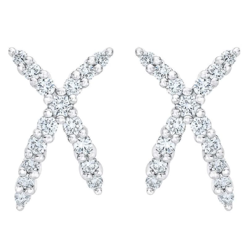 1/2Ct T.W. Diamond Fashion Women's X Shape Lab Grown Earrings Gold Studs