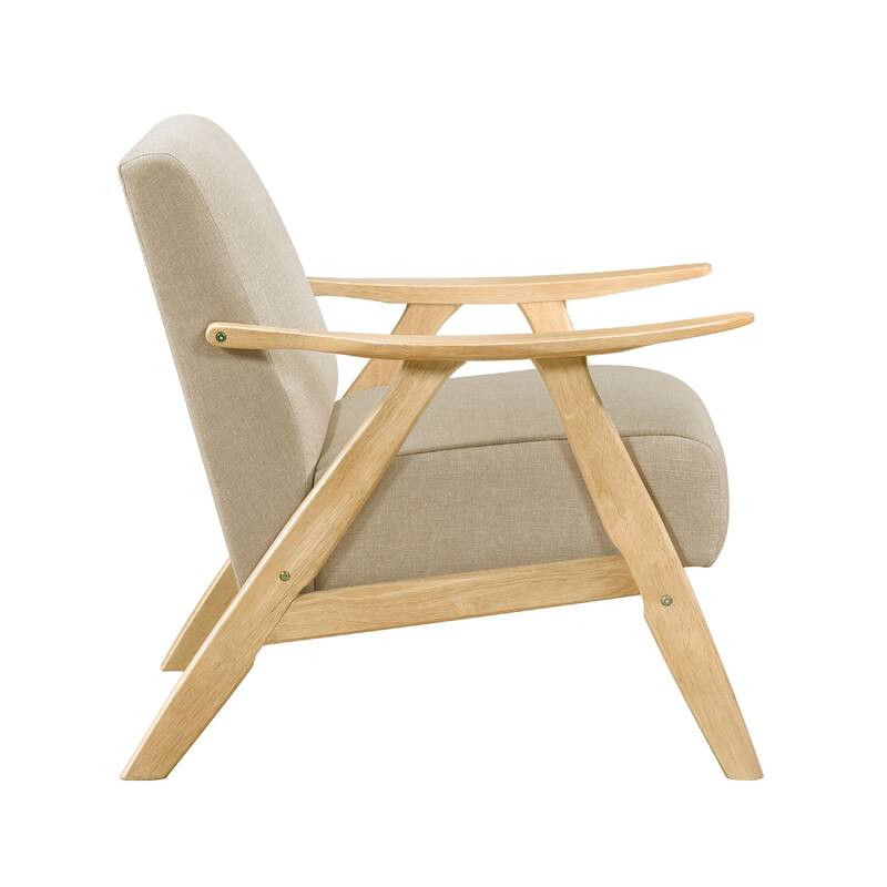 Indy Accent Club Armchair, Light Brown Textured, Solid Rubberwood