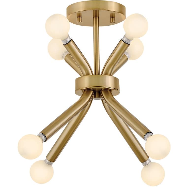 Lark 83853 Axton 8 Light 12-1/2" Wide Convertible Semi-Flush Ceiling - Lacquered Brass