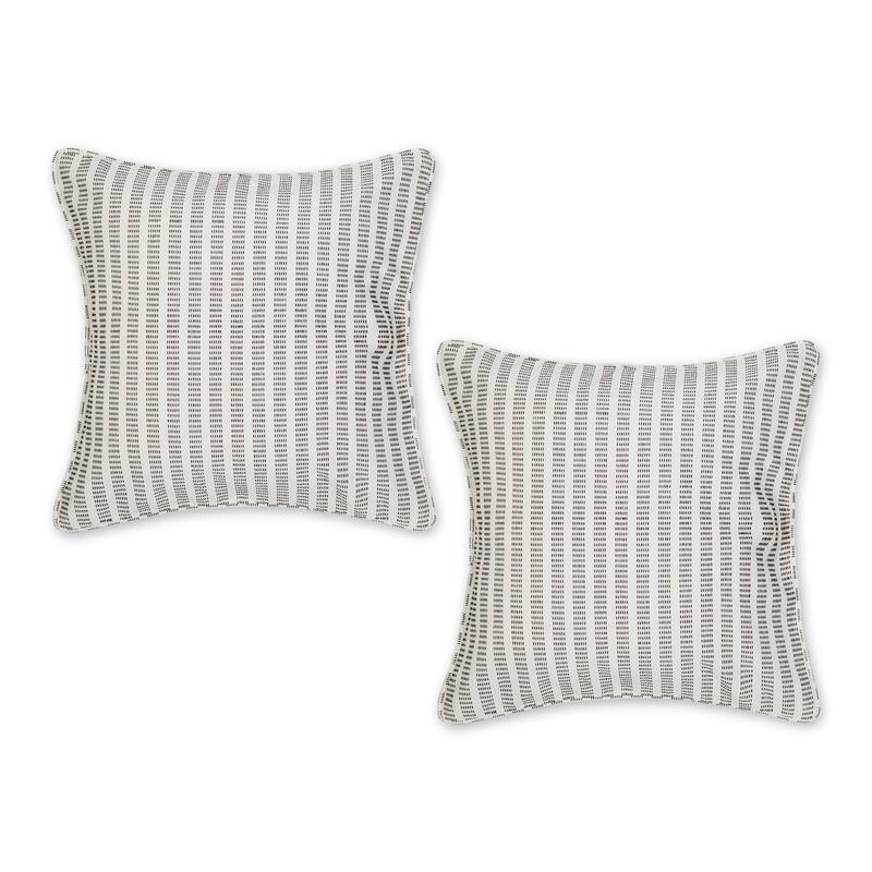 Off-White Dobby Stripes Recycled Cotton Pillow Cover 18x18 (Set of 2)