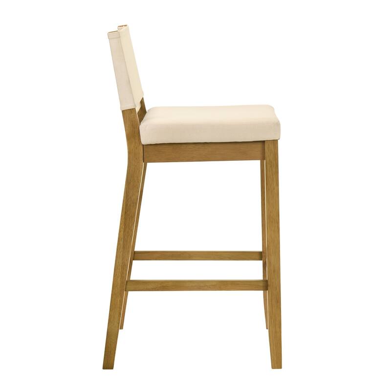 Yanely Mdoern Bar Stool, Upholstered Counter Height Stool with Solid Wood Legs