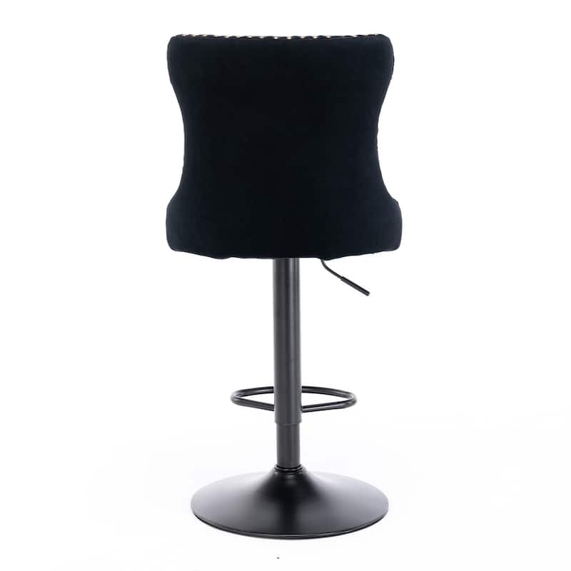 Swivel Velvet Barstools Adjusatble Seat Height from 25-33 Inch,Upholstered Bar Stools with Backs Comfortable Tufted,Set of 2