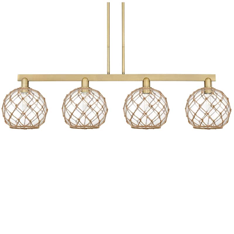 Innovations Lighting 716-4I-13-53 Farmhouse Rope Linear Farmhouse Rope - Brushed Brass / Clear with Brown Rope