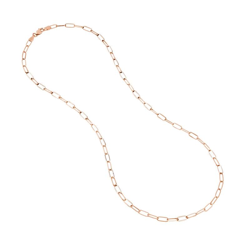 Curata 14k Rose Gold 3mm Paper Clip Chain Necklace (Lobster)