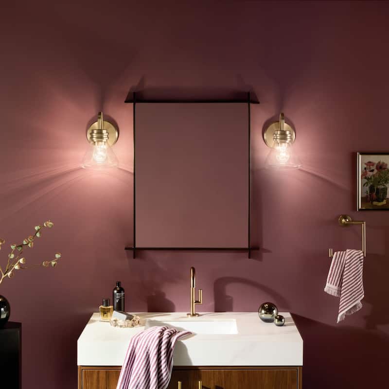 Kichler 55153CLR Farum 10" Tall Bathroom Sconce with Clear Glass Shade