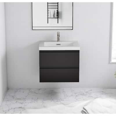 30" Floating Bathroom Vanity with Sink, Modern Wall-Mounted Cabinet, Resin Countertop, Soft Close Drawers