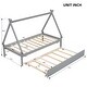 preview thumbnail 4 of 7, Twin Size Tent Floor Bed Teepee Bed Frame w/Pull-Out Trundle Bed, Gray