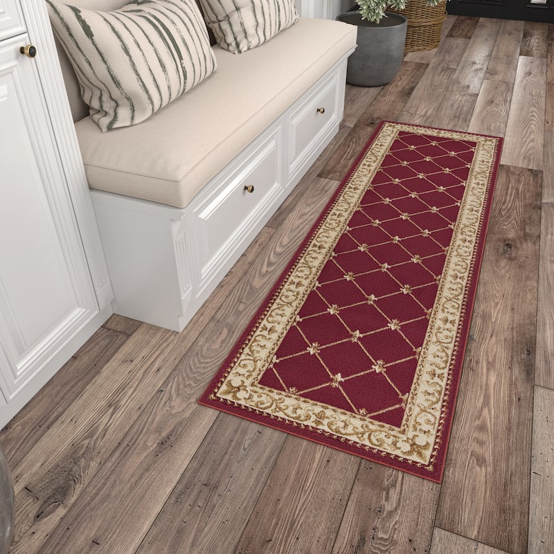 Soho Traditional Scroll Indoor Area Rug - 2'3'' x 7'3'' Runner - Red