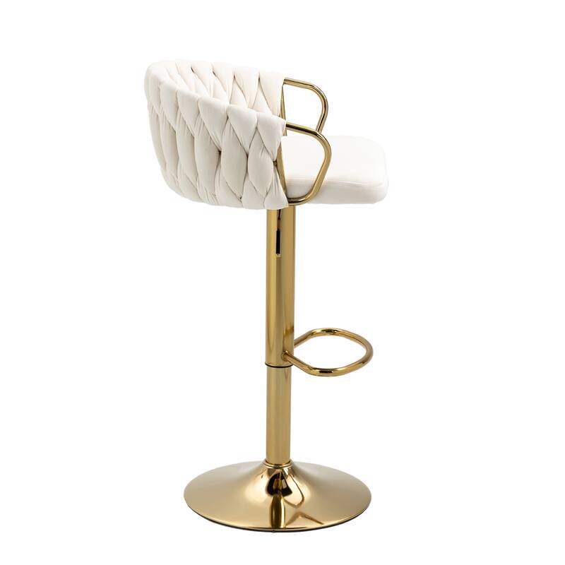 2 Set Counter Height Adjustable Velvet Bar Stools
