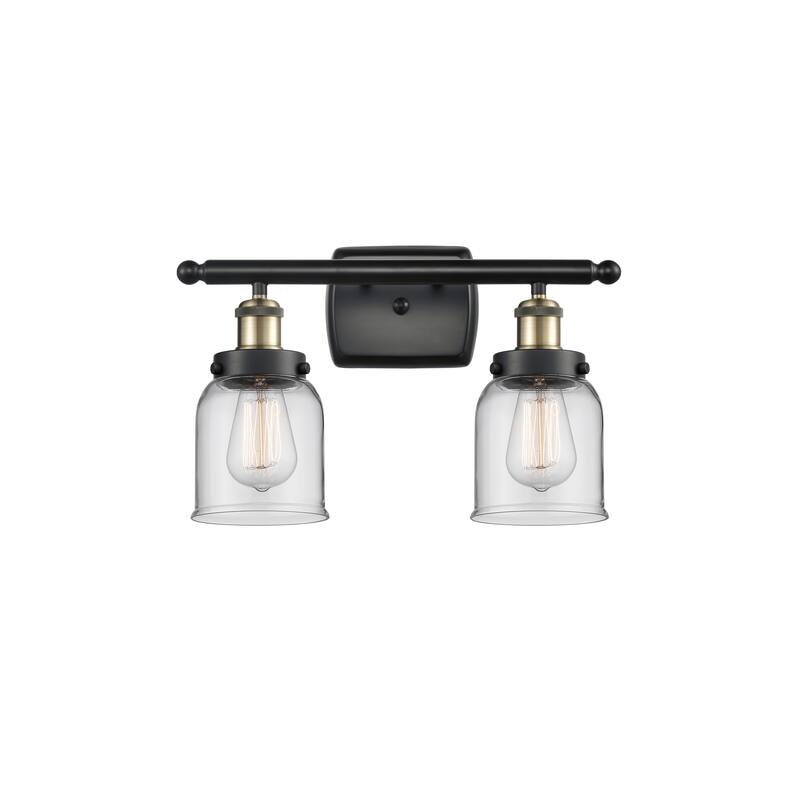 Innovations Lighting Ballston Urban Bell - 2 Light 16" Bath Vanity Light - Clear/Black Antique Brass