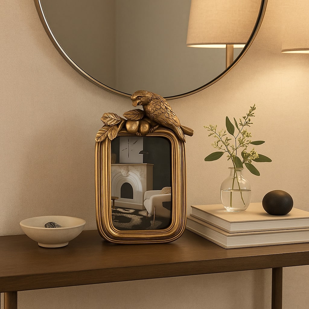 Resin Boho Ornate Parrot Photo Frame - Gold, 4x6 in.