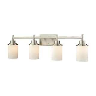 Elk Home Belmar Brushed Nickel With White Glass 4 Light Vanity Light