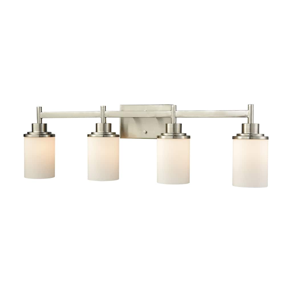 Elk Home Belmar Brushed Nickel With White Glass 4 Light Vanity Light