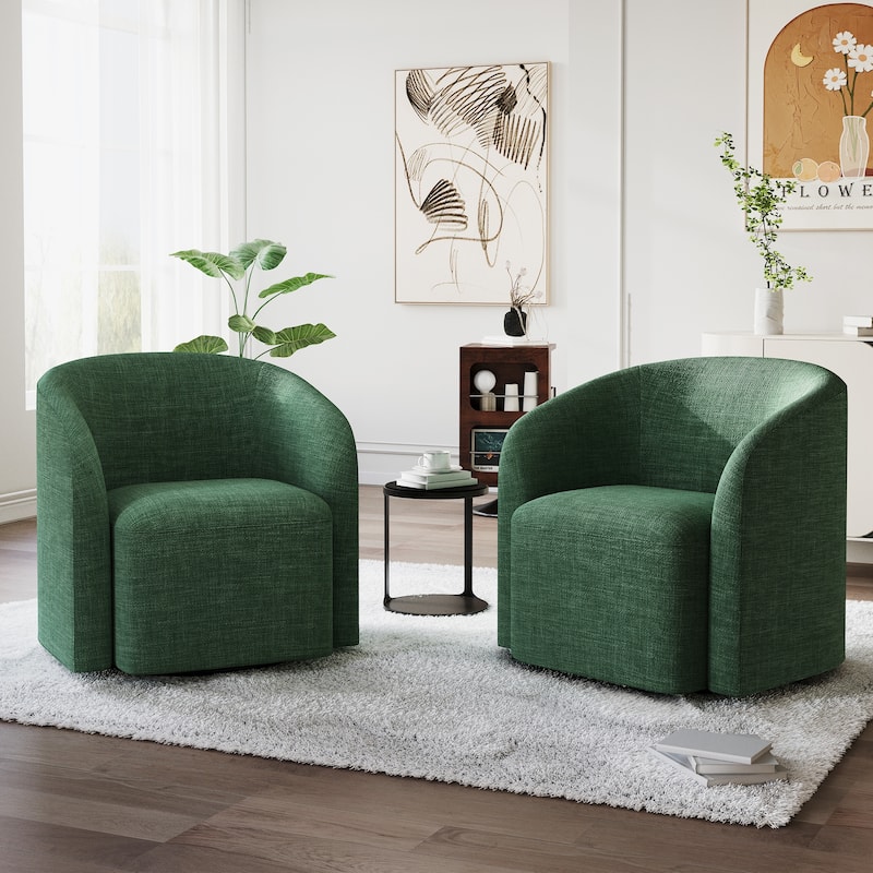 360° Glide Barrel Chair - Upholstered Swivel Accent Chair for Living Room, Bedroom & Office
