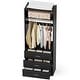 preview thumbnail 35 of 76, Kyrvo Freestanding Closet System with 3 Wooden Drawers ＆ Hanging Rod ＆ Storage Shelf, Modular Walk-in Closet Organizer Wardrobe