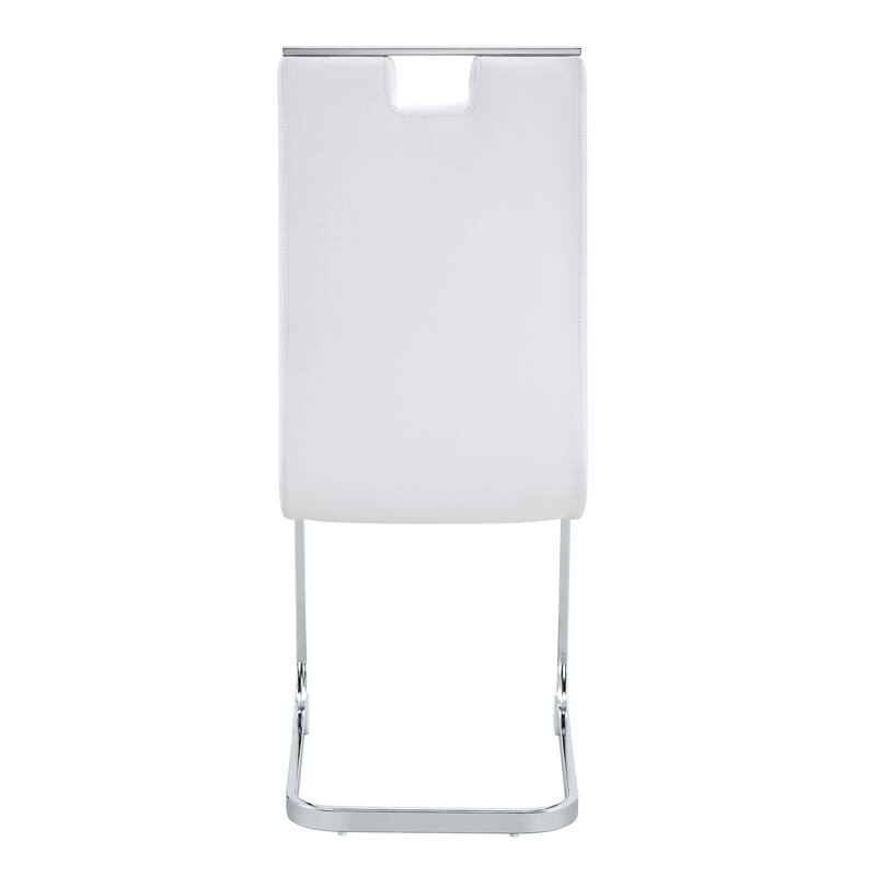 Set of 4 White Pu Material Bow-Shaped Chairs