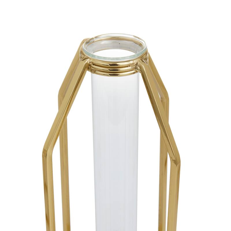 CosmoLiving by Cosmopolitan Gold Stainless Steel Metal Test Tube Decorative Vase (Set of 3)