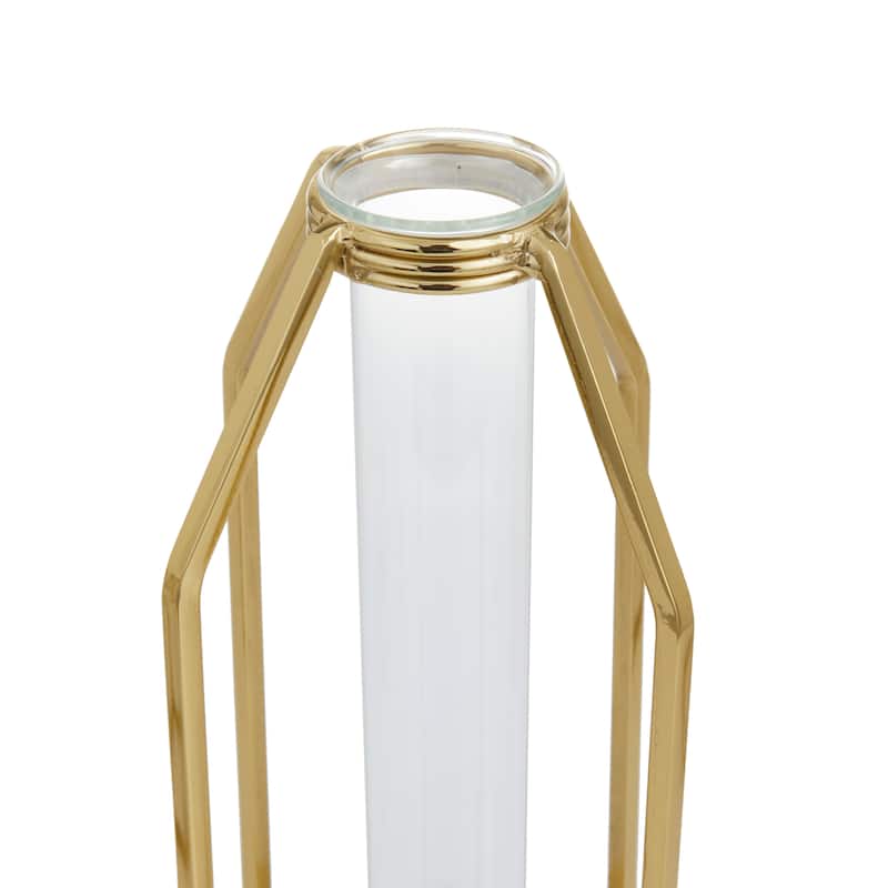 Stainless Steel Metal Test Tube Vase - Set of 3 Gold - CosmoLiving by Cosmopolitan - 5"W x 5"L x 13"H