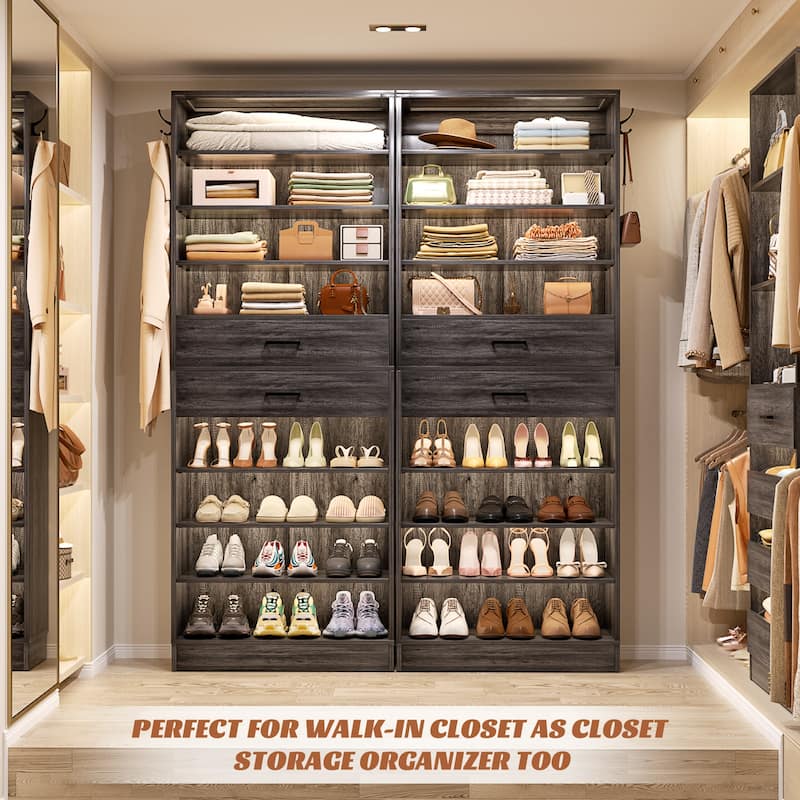 9-Tier Shoe Cabinet with 2 Drawers, Freestanding Closet Organizer with Adjustable Storage Shelves