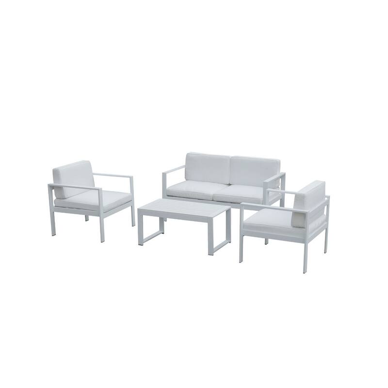 Engagingly Outstanding Outdoor Lounge Set In White (Set of 4)