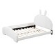 preview thumbnail 9 of 12, Full Size Upholstered Platform Bed with Cartoon Ears Headboard, White - Sturdy Frame & Comfortable Design for Kids