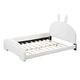 preview thumbnail 12 of 10, Full Size Upholstered Platform Bed with Cartoon Ears Shaped Headboard, White