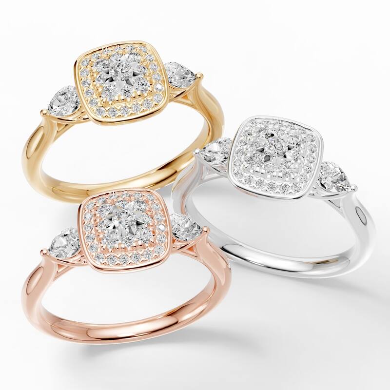 AEON Eternal Blossom Cushion 0.60ct Lab Grown Diamond Cluster Halo Ring