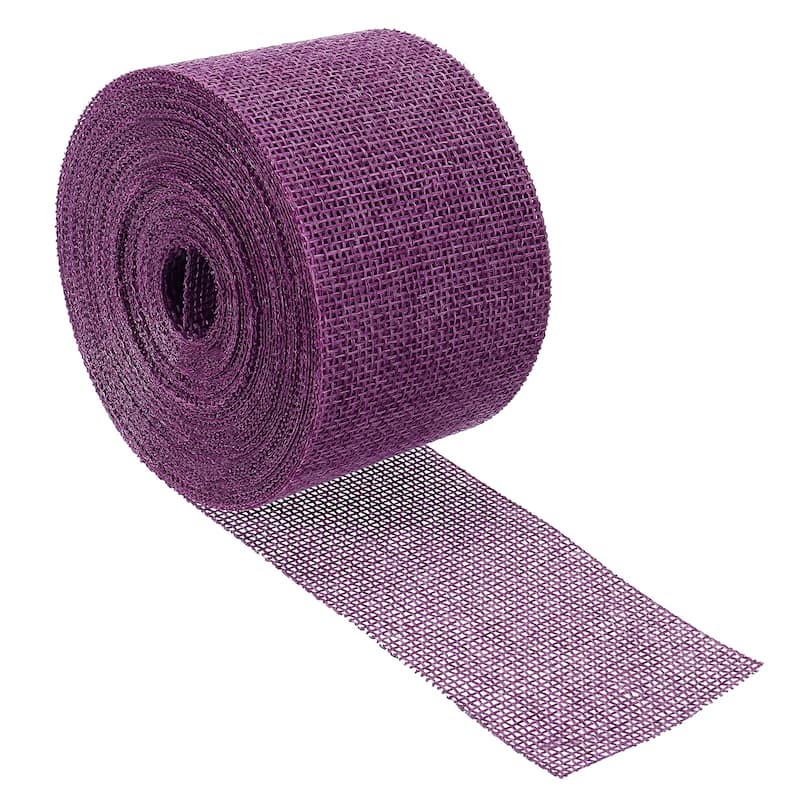 Burlap Fabric Ribbon, Wired Jute Crafts Roll for Wrapping Decoration