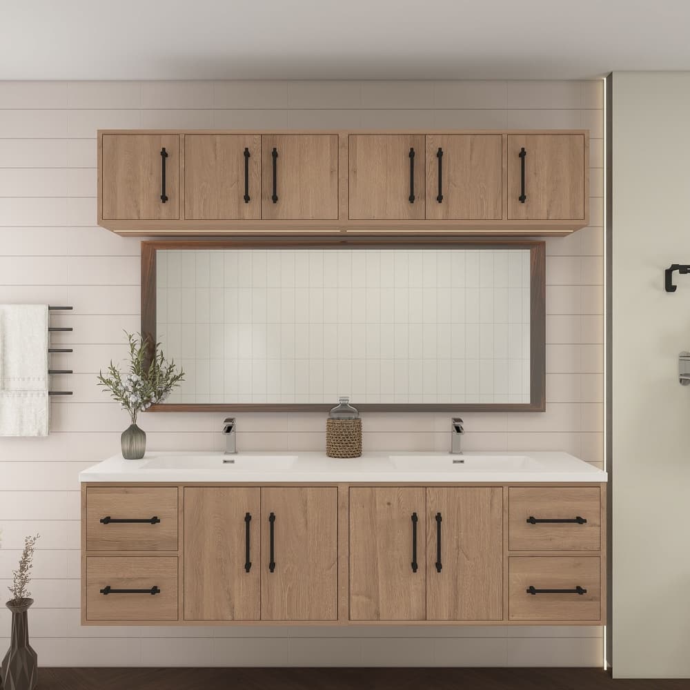 Victoria 72'' Double Sink Wall-Mounted Vanity Set with Motion Sensor LED light Top Cabinet