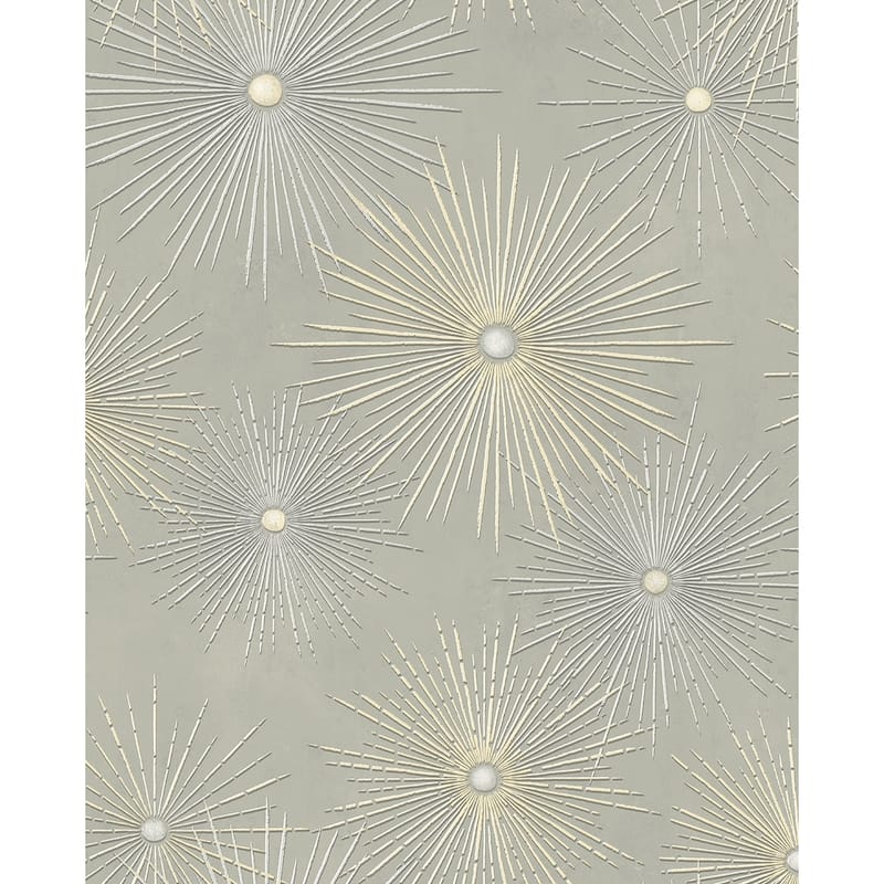 NextWall Starburst Geo Peel and Stick Wallpaper - 20.5 in. W x 18 ft. L - Silversmoke & Gold