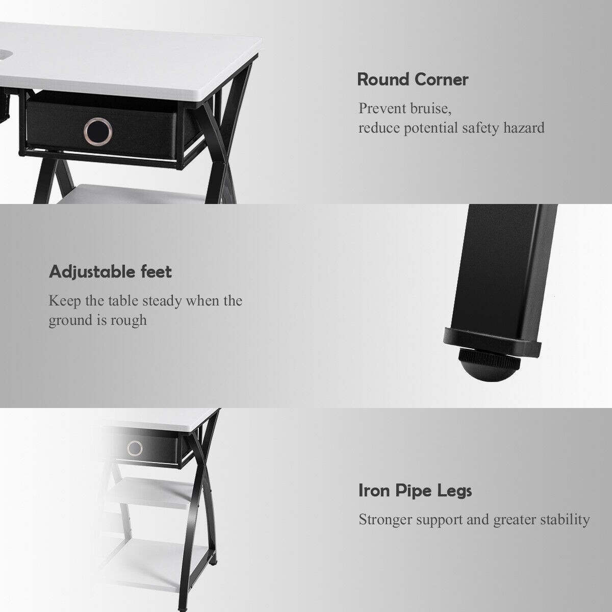 Shop Costway Sewing Craft Table Folding Computer Desk Adjustable