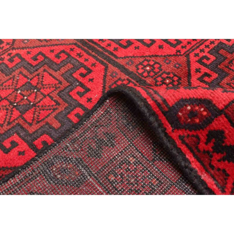 ECARPETGALLERY Hand-knotted Baluch Red Wool Rug - 4'0 x 7'5