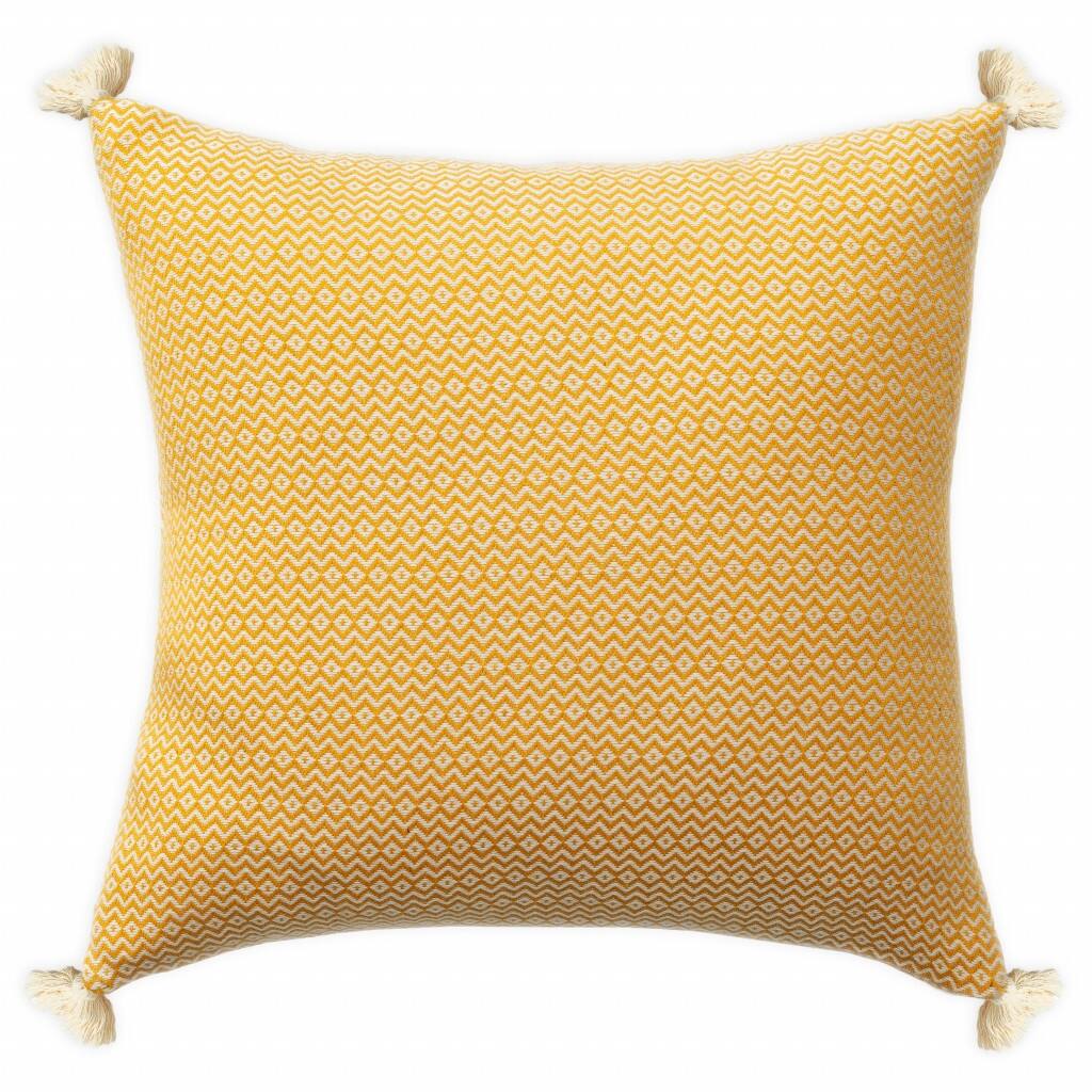 HomeRoots 18" X 18" Mustard 100% Cotton Geometric Zippered Pillow