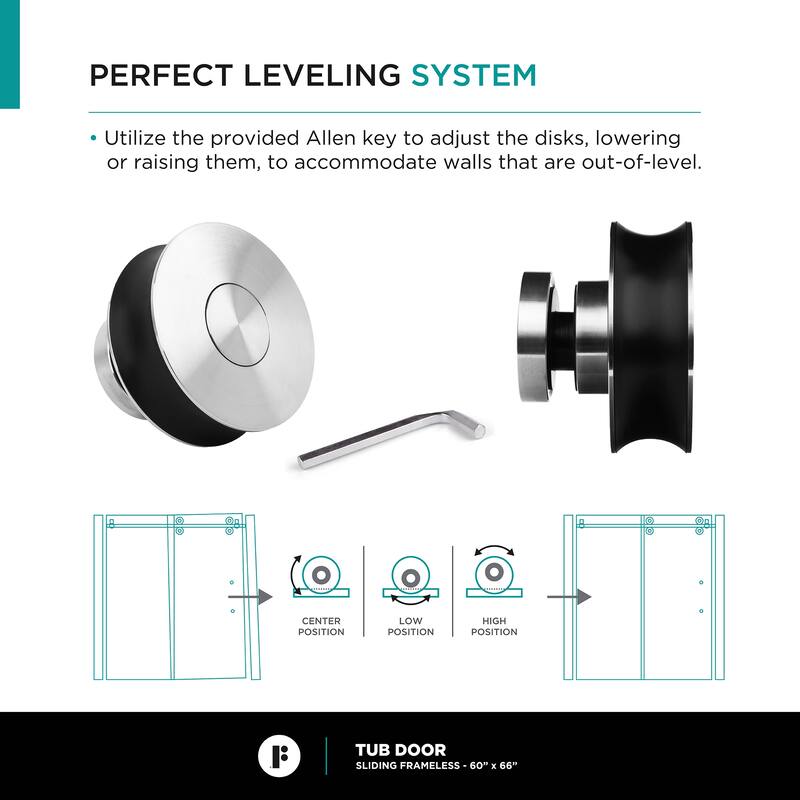 Fine Fixtures Tub Door Sliding Frameless Tempered Glass