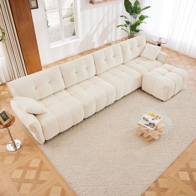 4-Seater U-Shaped Modular Sofa with 1 Ottomans & Pillows