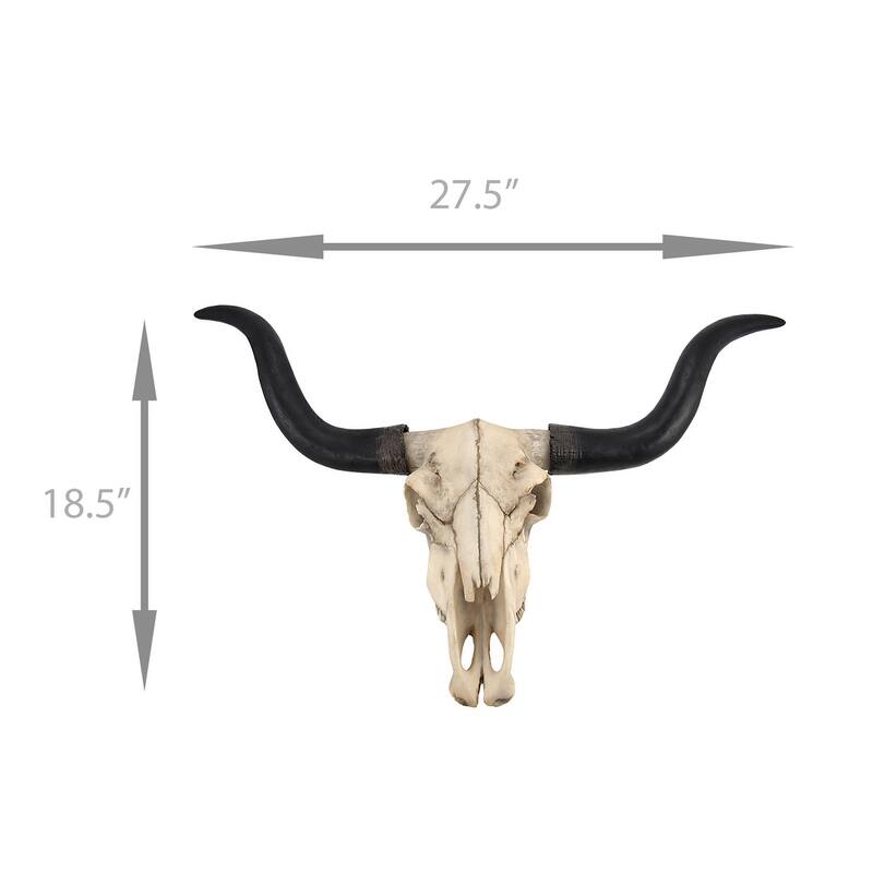 Huge Wall Hanging Longhorn Cow Skull 27In Wide Resin Long Horn Steer