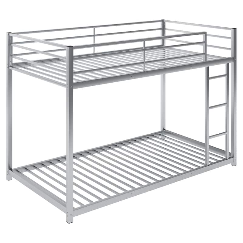 Metal Bunk Bed, Low Bunk Bed with Ladder