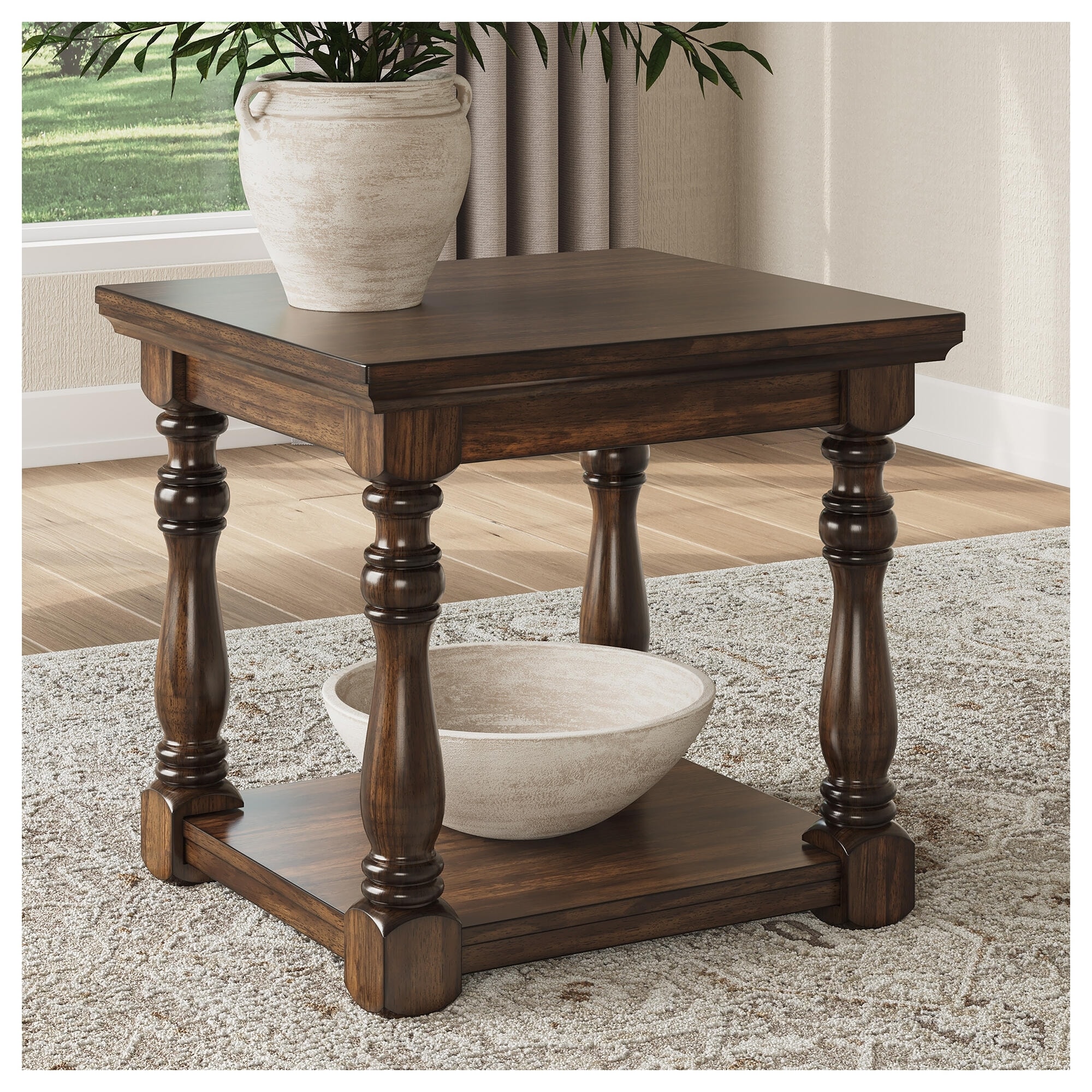 Signature Design by Ashley Sturlayne Brown End Table - 26"W x 25"D x 24"H