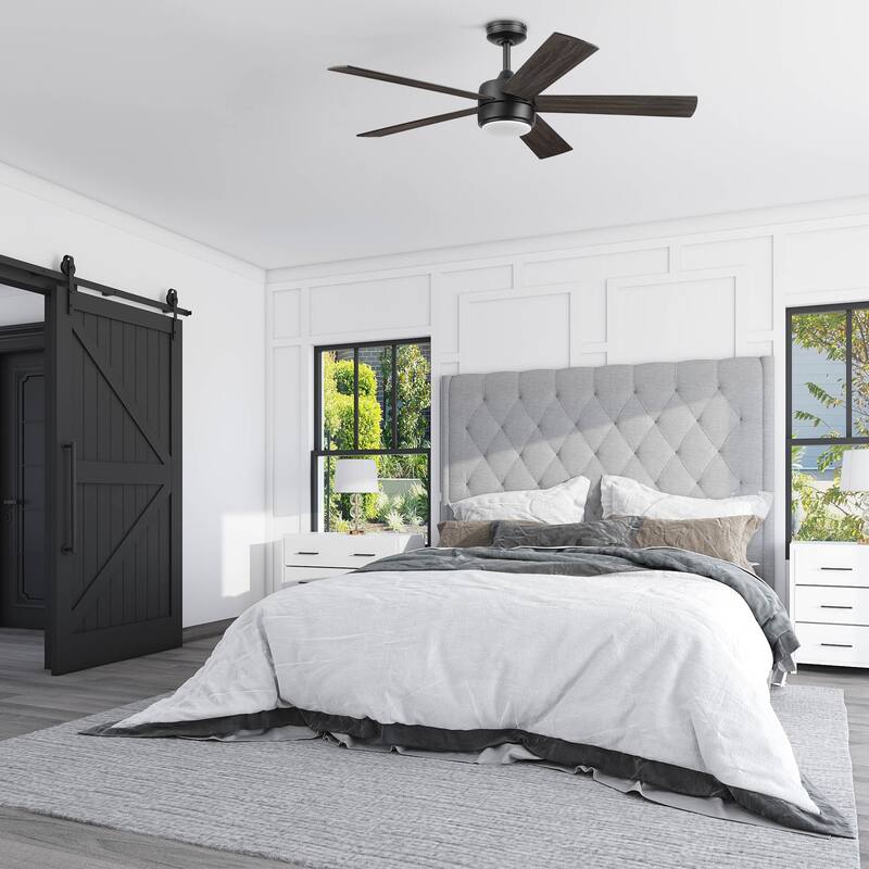 Honeywell 52" Schilling Indoor Matte Black LED Ceiling Fan with Remote Control - 52 Inches