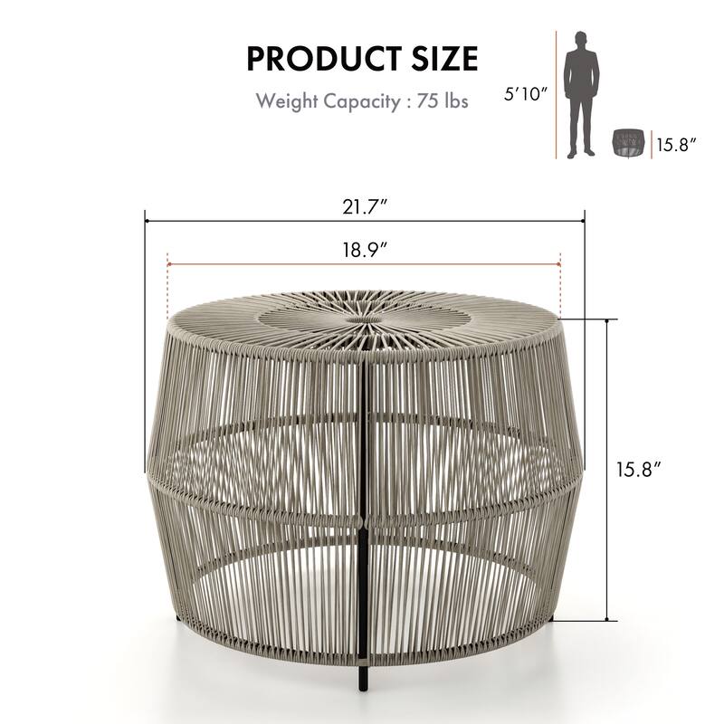 Alia Coastal Natural 22-inch Boho Outdoor Patio Rattan Outdoor Round Coffee Table by M&L Co.