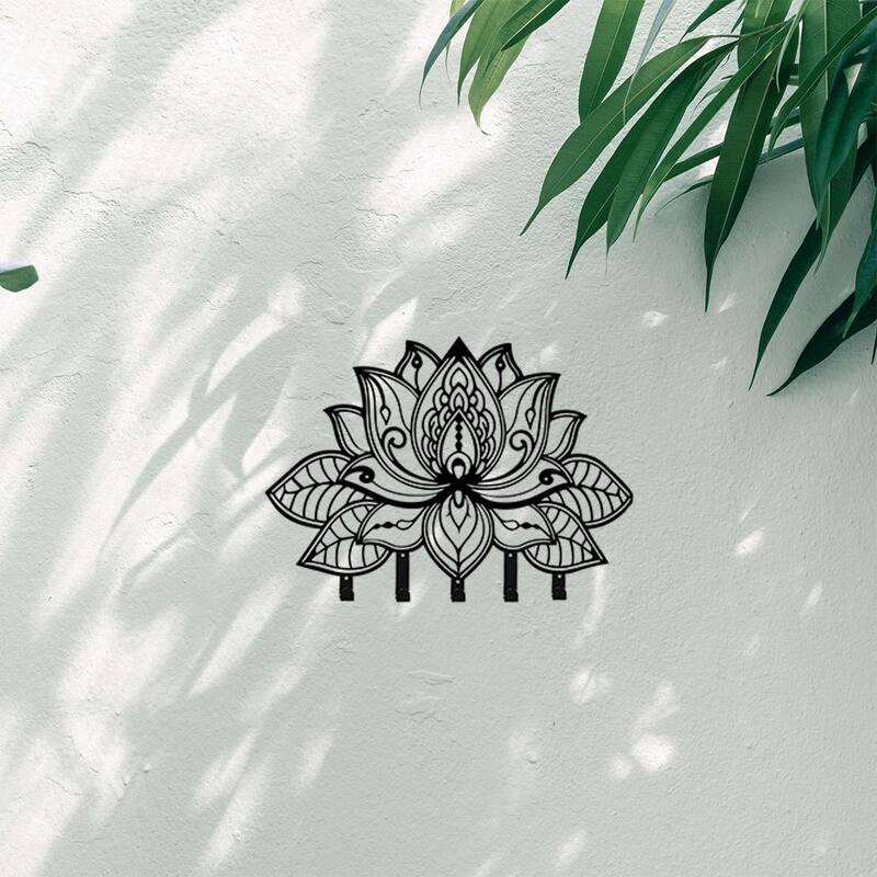 Wall-Mounted Metal Key Rack Flower Design For Home And Office - 12-24 Inch