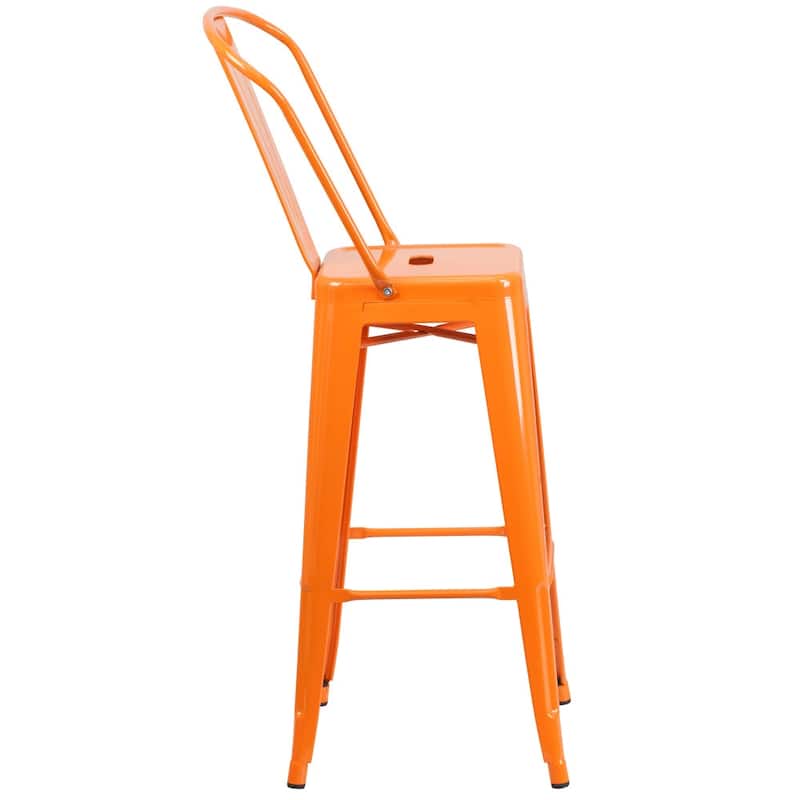4 Pack 30" High Metal Indoor-Outdoor Barstool with Back - Kitchen Furniture