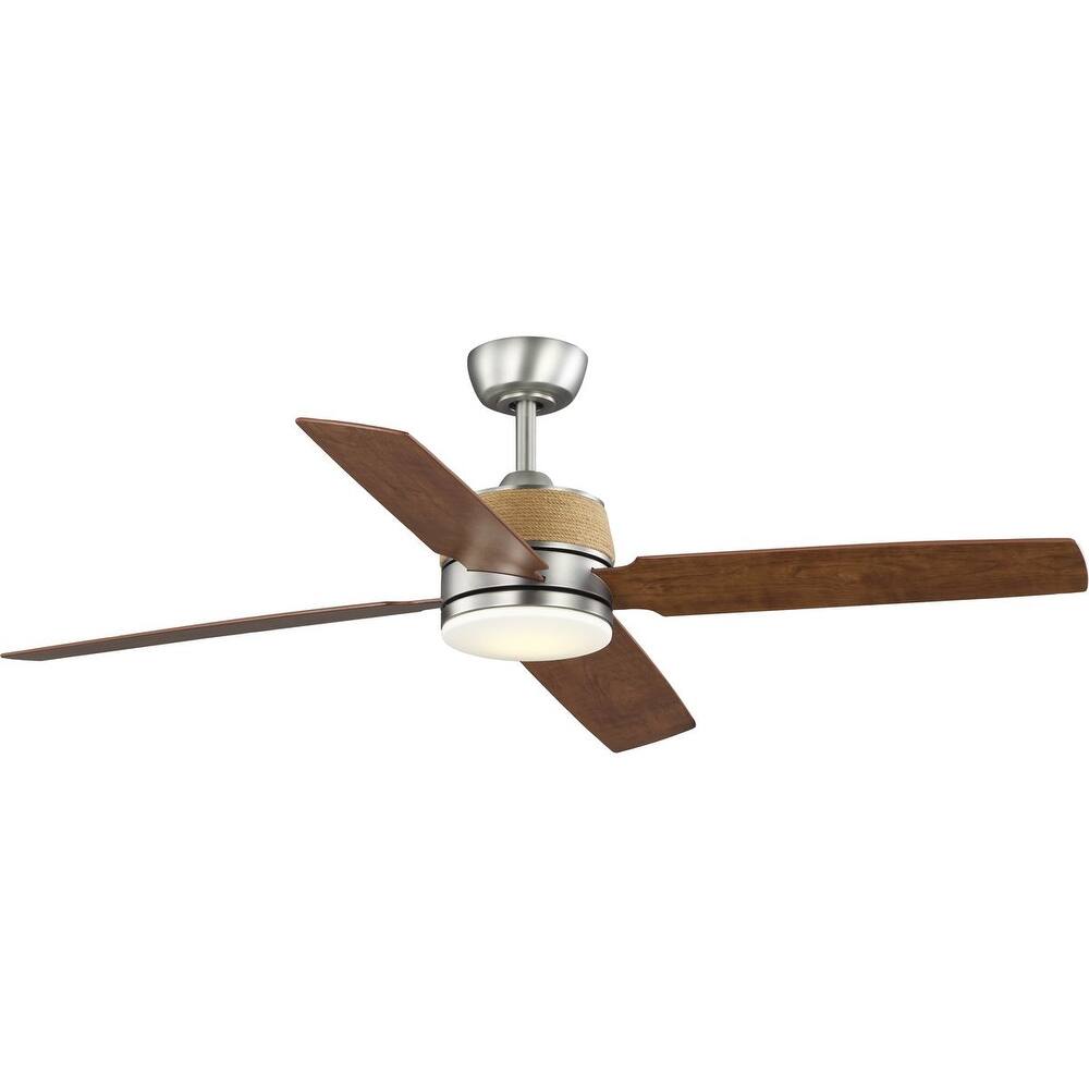 Schaffer II Collection 56 in. Four-Blade Antique Nickel Modern Ceiling Fan with Integrated LED - 56 in x 56 in x 15.5 in