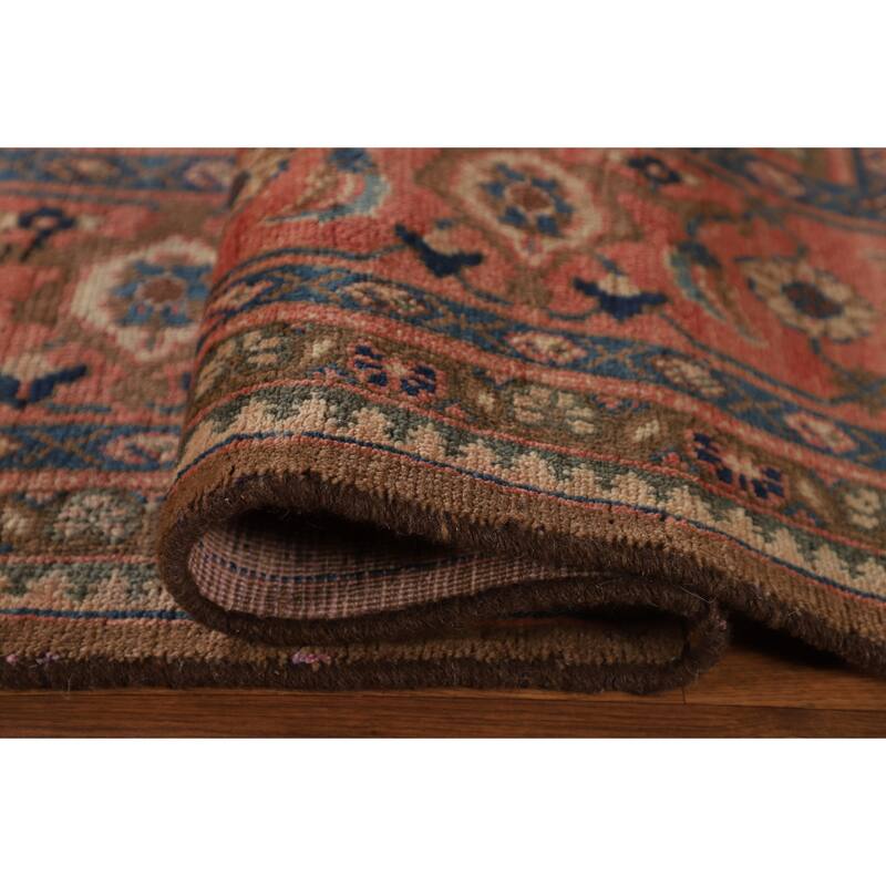 Brown & Pink Mahal Persian Vintage Rug Handmade Wool Carpet - 9'11"x 12'10"