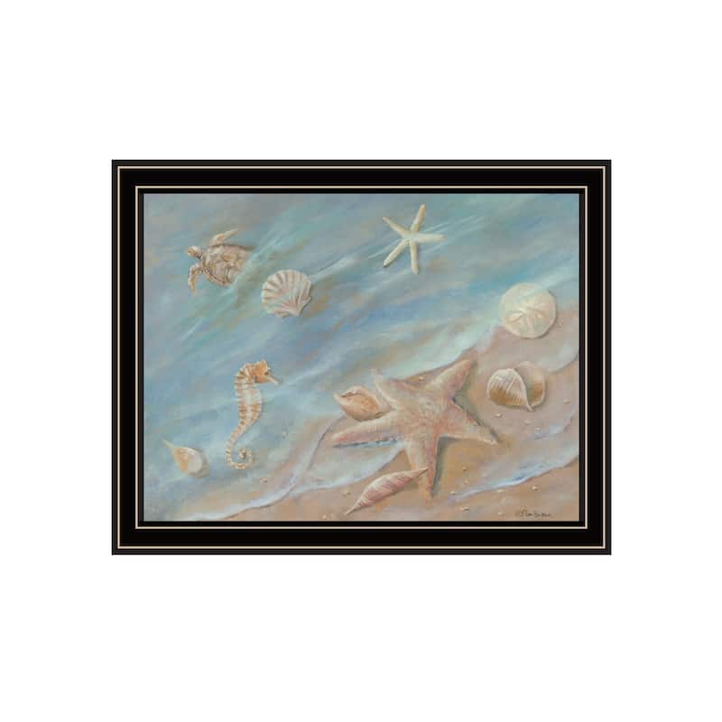 TrendyDecor4U Contemporary "Seashore Star I" Framed Print Wall Art - Multi