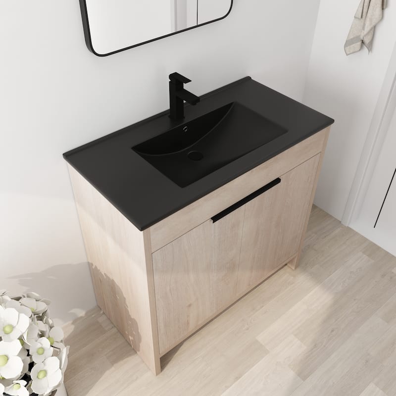 BNK 24/30/36 inch Freestanding Single Sink Bathroom Vanity with Soft Close Door and 1 adjustable shelf