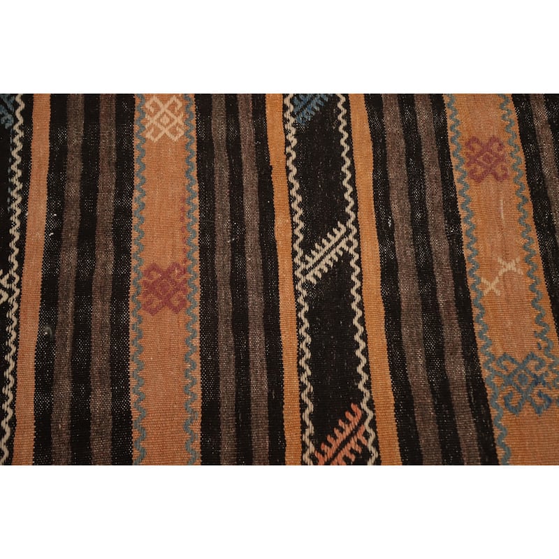 Hand Woven Oriental 100% Wool Carpet Southwestern Tribal Oranges & Rust Kilim Area Rug - 10' 9'' X 6' 4''